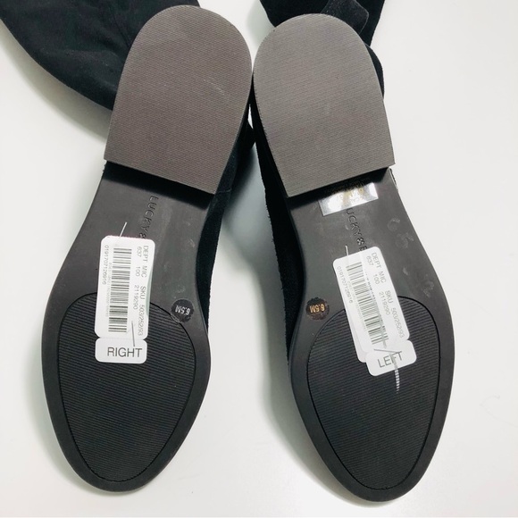 NEW Lucky Brand Calypso Over-The-Knee Boot in Black Suede Fabric Combo size 6.5 - Picture 13 of 15